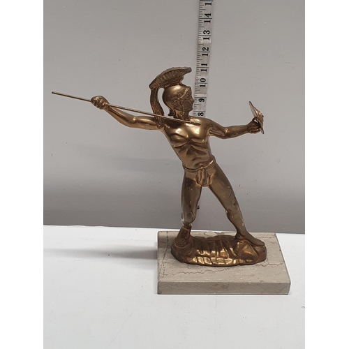 8 - A gilded figure of a Spartan h34cm, shipping unavailable