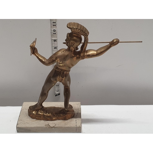 8 - A gilded figure of a Spartan h34cm, shipping unavailable