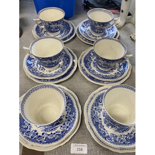 263 - A vintage Seaforth blue and white 18 piece tea service, shipping unavailable