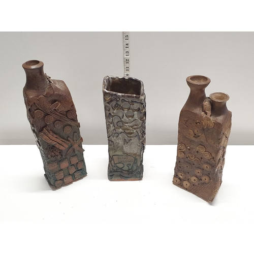 10 - Three pieces of slab sided mid century/brutalist studio art pottery, shipping unavailable