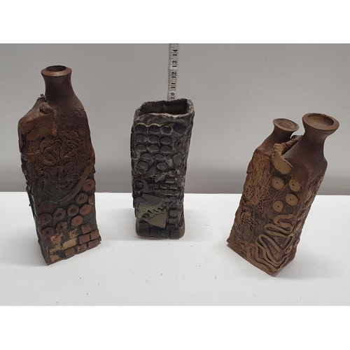 10 - Three pieces of slab sided mid century/brutalist studio art pottery, shipping unavailable