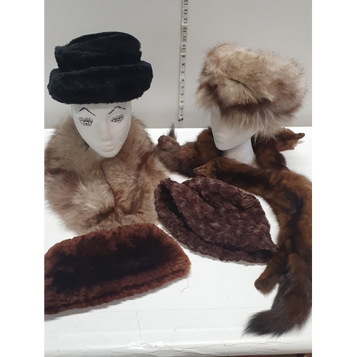 17 - A selection of vintage fur hats and stolls etc