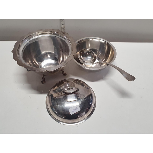 2 - A quality Mappin and Webb silver plated tureen with ladle and cover