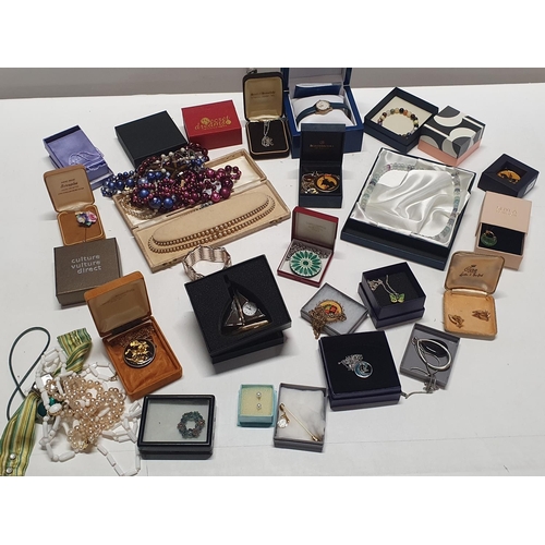 27 - A large box of assorted costume jewellery including some silver