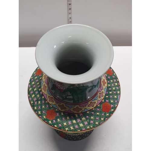 30 - A large Chinese ceramic vase with hand painted decoration and marks to base h43cm, shipping unavaila... 