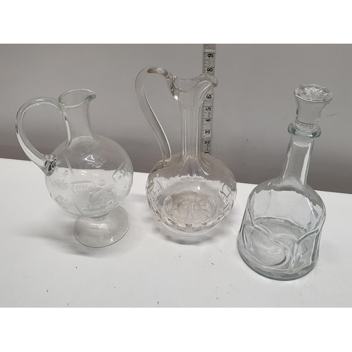 33 - Three pieces of assorted Edwardian glassware including decanter, shipping unavailable