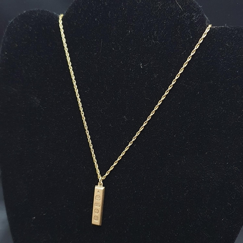 68 - A hallmarked 9ct gold ingot & chain. 8.30 grams