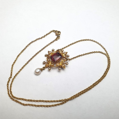 85 - A beautiful  gold pendant and chain. Tests for 22ct gold 4.93 grams.