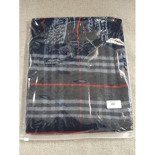 49 - A new with tags Burberry 100% lambs wool Navy shawl 206 x 70cm