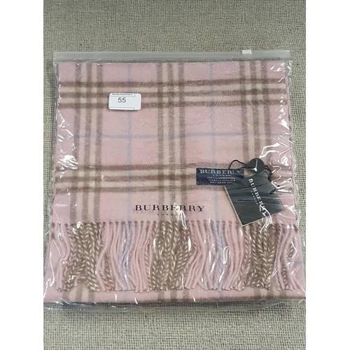 55 - A new with tags Burberry 100% lambs wool pink long scarf 166 x 38cm