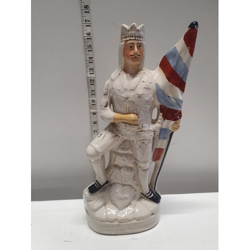 307 - A large antique Staffordshire flatback figure Henry V h40cm, shipping unavailable