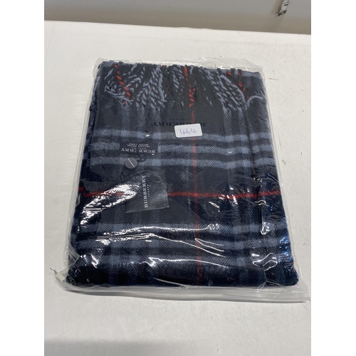 474 - A new with tags Burberry 100% lambs wool Navy shawl 206 x 70cm