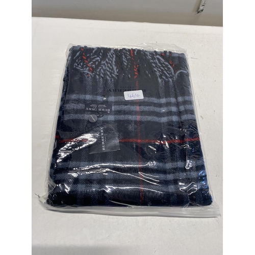 475 - A new with tags Burberry 100% lambs wool Navy shawl 206 x 70cm