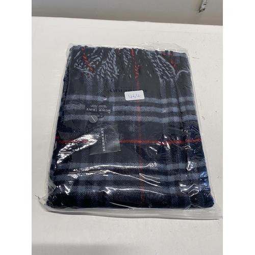 479 - A new with tags Burberry 100% lambs wool Navy shawl 206 x 70cm