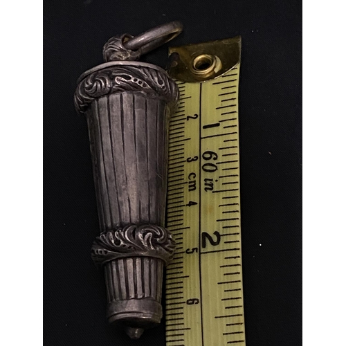 128 - A unusual hallmarked silver whistle with case