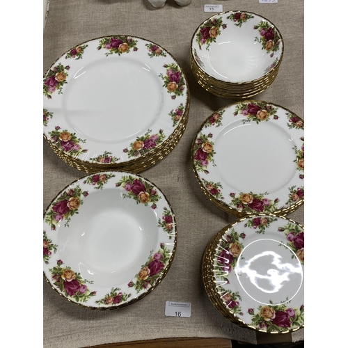 16 - A large selection of Royal Albert Old Country Roses dinner plates, side plates, desert bowls etc 35 ... 