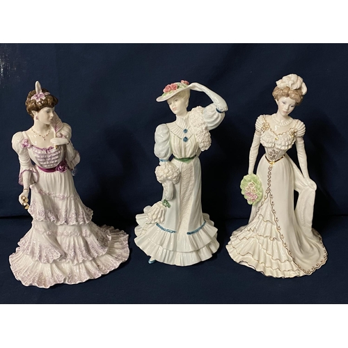 18 - Three assorted Coalport lady figurines, shipping unavailable