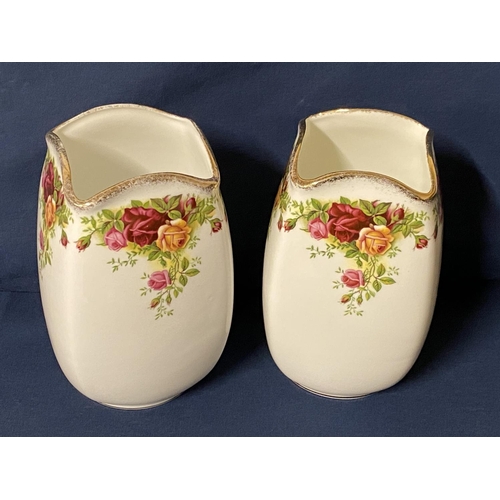 3 - A pair of Royal Albert Old Country Roses vases h17cm, shipping unavailable