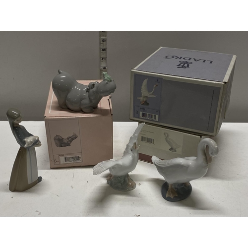 35 - A selection of assorted Nao and Lladro figurines with x3 boxes, shipping unavailable