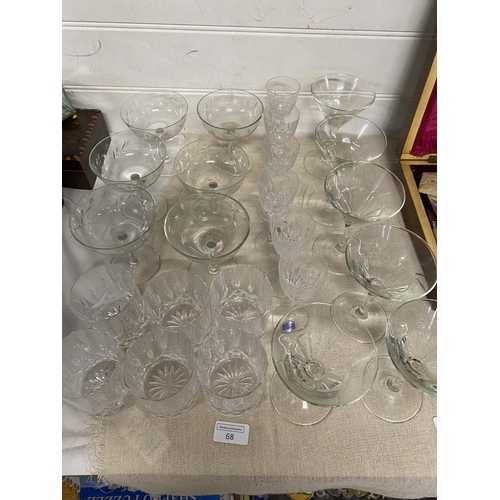 68 - A selection of assorted cut glass and other drinking glasses including Martini glasses, shipping una... 