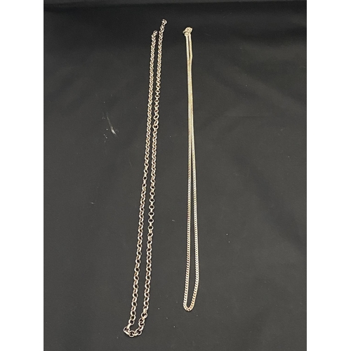 340 - Two heavy long 925 silver chains for scrap