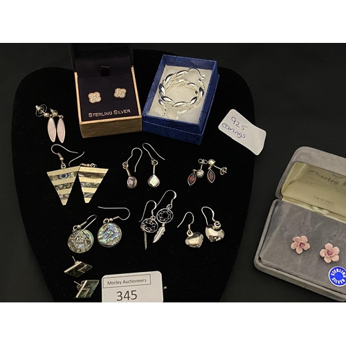 345 - A selection of 925 silver earrings