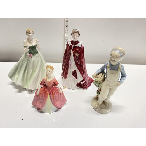 105 - A selection of assorted figurines including Royal Doulton, Royal Worcester etc, shipping unavailable