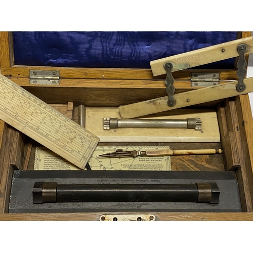 16 - An antique cased set of vintage technical drawing instruments, shipping unavailable