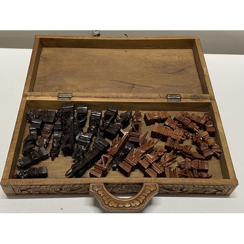 300 - A hand carved wooden chess set complete