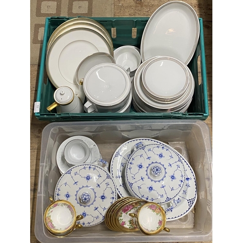 53 - Two boxes of part dinner services including Royal Doulton, Minton etc, shipping unavailable