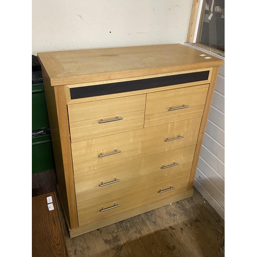 58G - A contemporary two over three chest of drawers H101xL90xW43cm, shipping unavailable