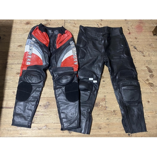 83 - Two pairs of leather motorbike trousers size L