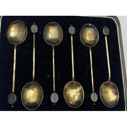 224 - A set of six hallmarked silver coffee spoons with coffee bean finials
