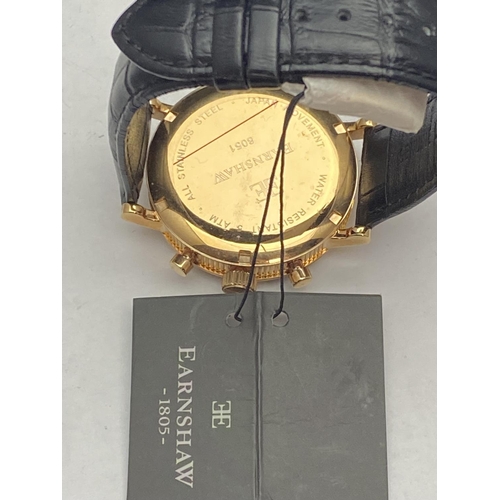 229 - A new with tags gents Earnshaw mens chronograph wristwatch, ticking at time of cataloguing