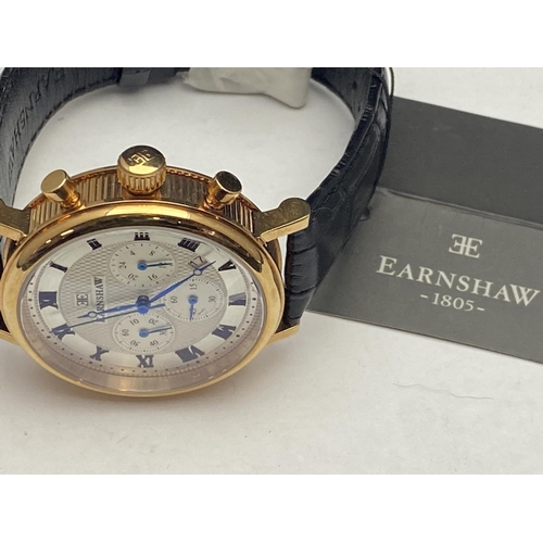 229 - A new with tags gents Earnshaw mens chronograph wristwatch, ticking at time of cataloguing
