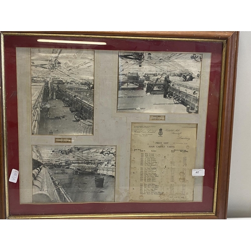 650 - A framed piece of ephemera from Highfields Mill Dewsbury dated 1936, 70x61cm, shipping unavailable