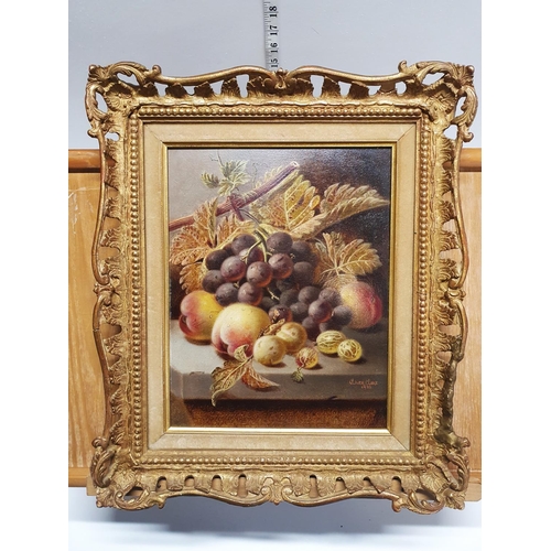 11 - A Oliver Clare (1853-1927) oil on board depicting still life study of fruit signed to lower right da... 