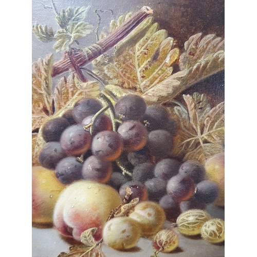 11 - A Oliver Clare (1853-1927) oil on board depicting still life study of fruit signed to lower right da... 