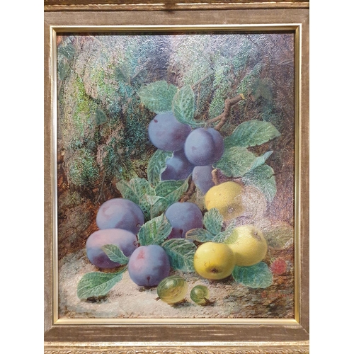 12 - A Oliver Clare (1853-1927) oil on canvas depicting still life study of fruit signed to lower right i... 