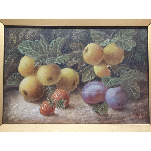 14 - A Oliver Clare (1853-1927) oil on board depicting still life study of fruit signed to lower right in... 