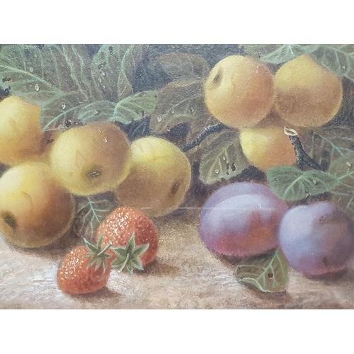 14 - A Oliver Clare (1853-1927) oil on board depicting still life study of fruit signed to lower right in... 