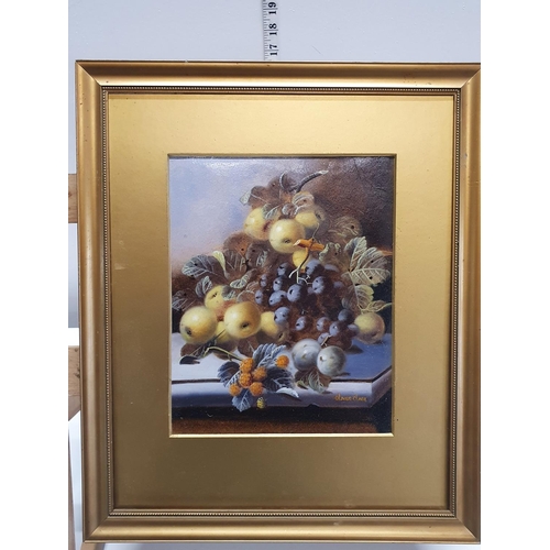 16 - A Oliver Clare (1853-1927) oil on board depicting still life study of fruit signed to lower right in... 