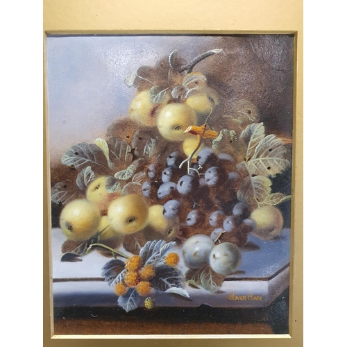 16 - A Oliver Clare (1853-1927) oil on board depicting still life study of fruit signed to lower right in... 