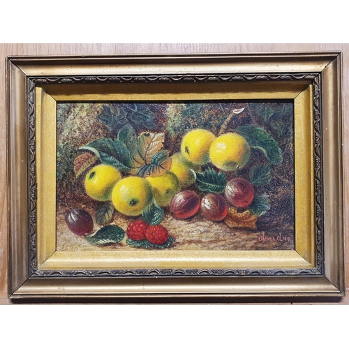 17 - A Oliver Clare (1853-1927) oil on board depicting still life study of fruit signed to lower right in... 