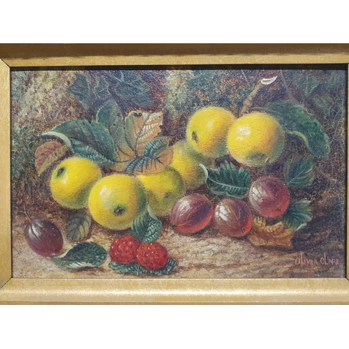 17 - A Oliver Clare (1853-1927) oil on board depicting still life study of fruit signed to lower right in... 