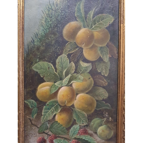 2 - A Oliver Clare (1853-1927) oil on board depicting still life study of fruit signed to lower right in... 