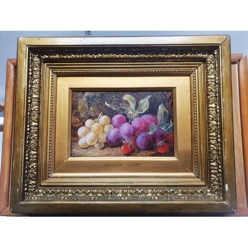 25 - A George Clare (1835-1890) oil on canvas depicting still life study of fruit signed to lower right i... 