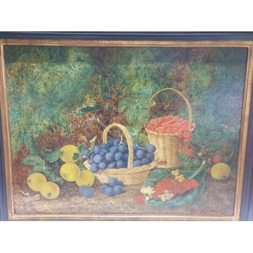 26 - A large George Clare (1835-1890) oil on canvas depicting still life study of fruit signed to lower r... 