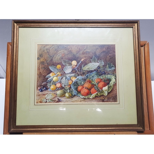 27 - A Vincent Clare (1855-1930) watercolour depicting still life study of fruit signed to lower right in... 