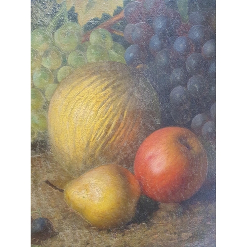 32 - A late 19th century oil on canvas depicting still life study of fruit in the manner of the 'Clare' f... 